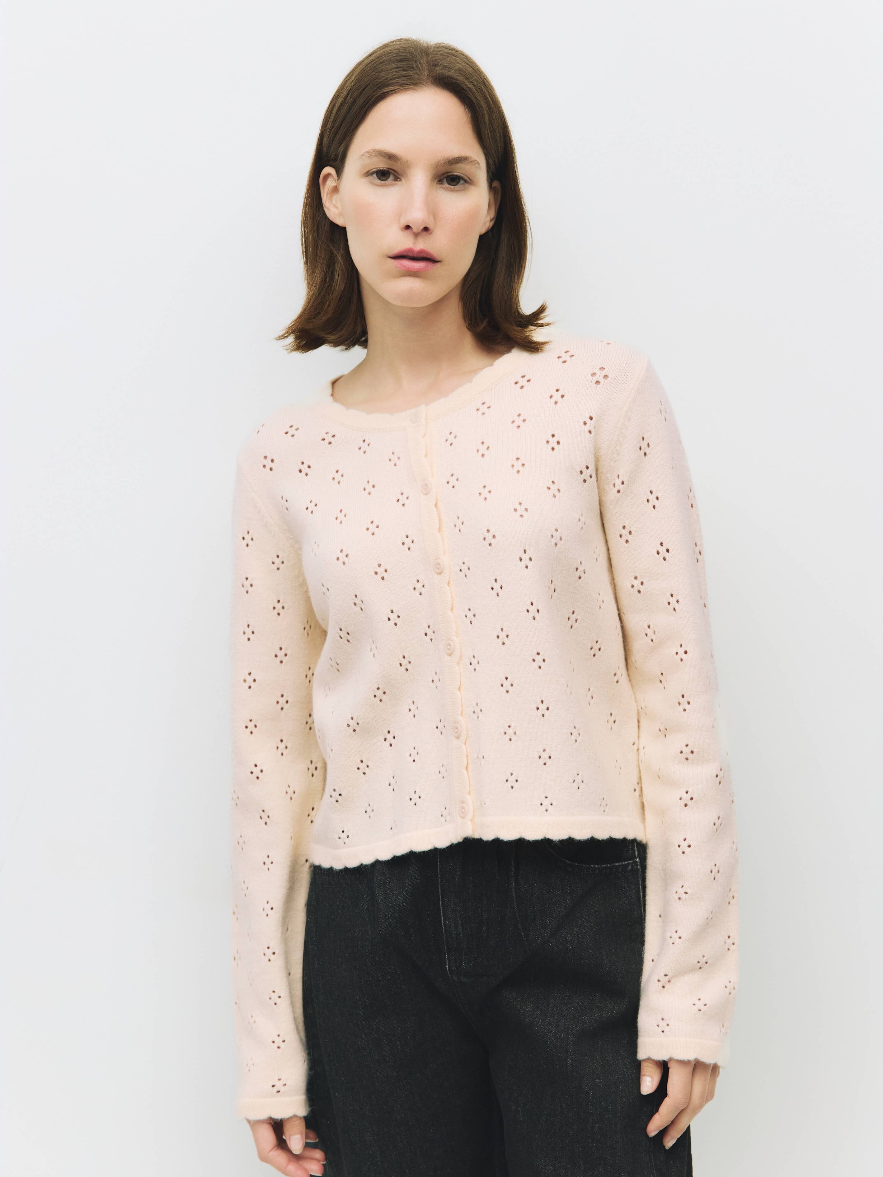 The Carmela Cardigan | Scalloped Pointelle Cardigan