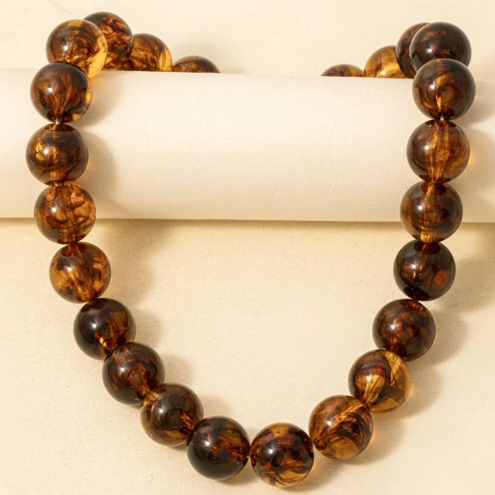 TORTOISE SHELL BEADED NECKLACE