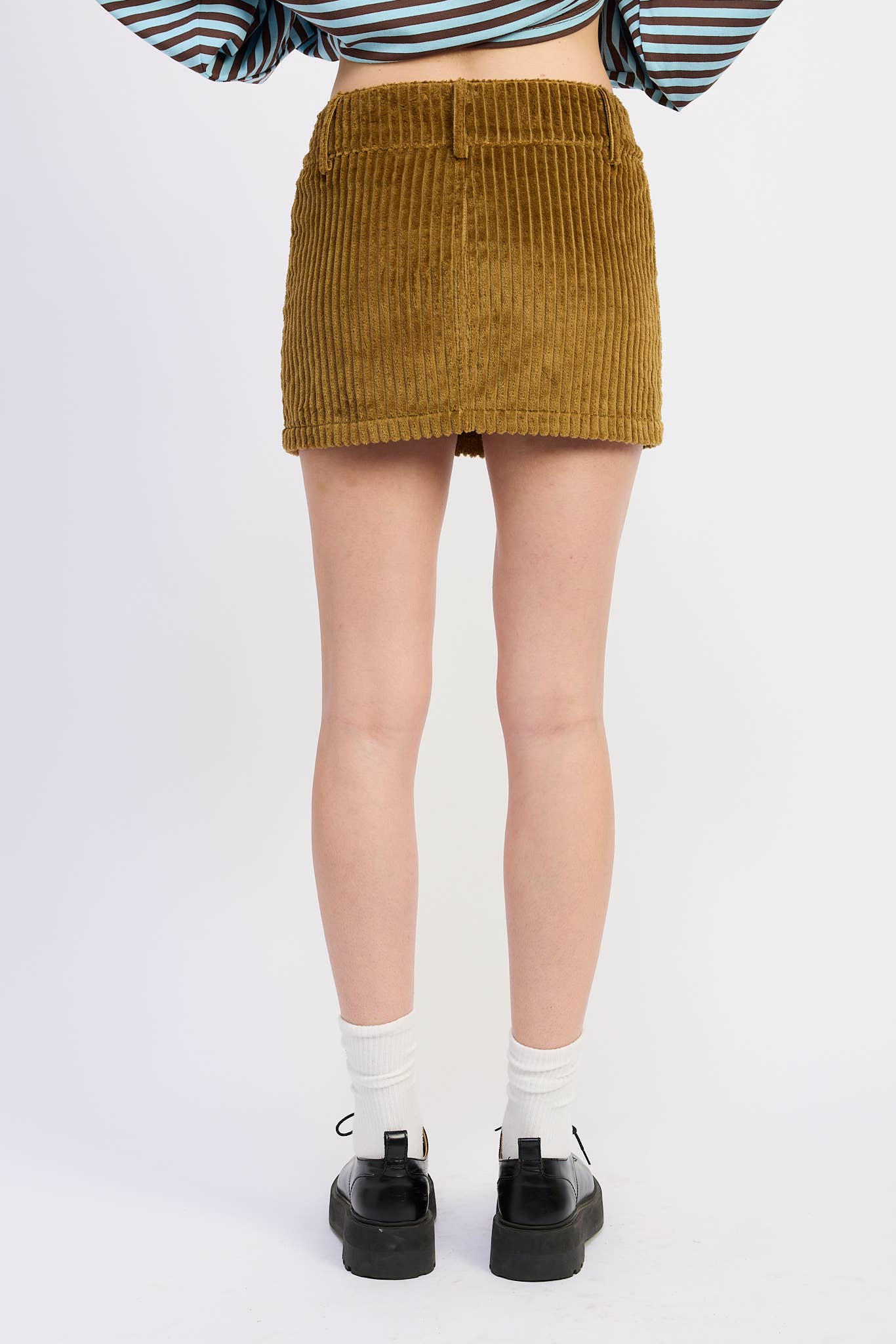 Corduroy Mini Skirt with Button