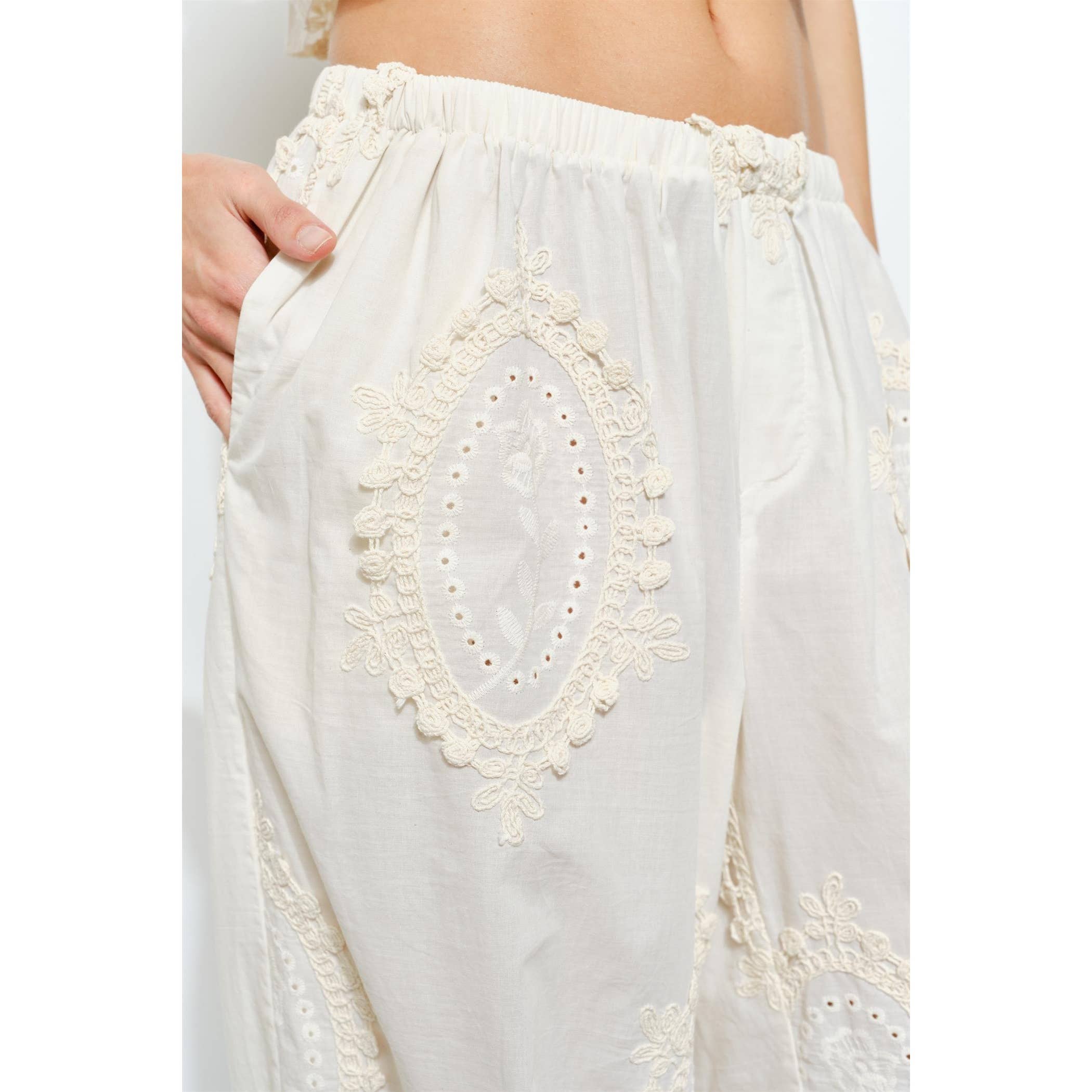 OWEN COTTON EYELET EMBROIDERED BALLOON JOGGER PANTS