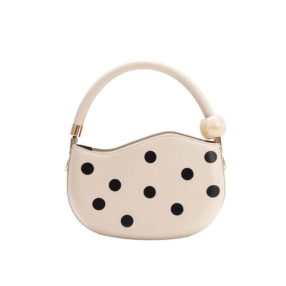 Jennie Cream Recycled Vegan Polka Dot Top Handle Bag