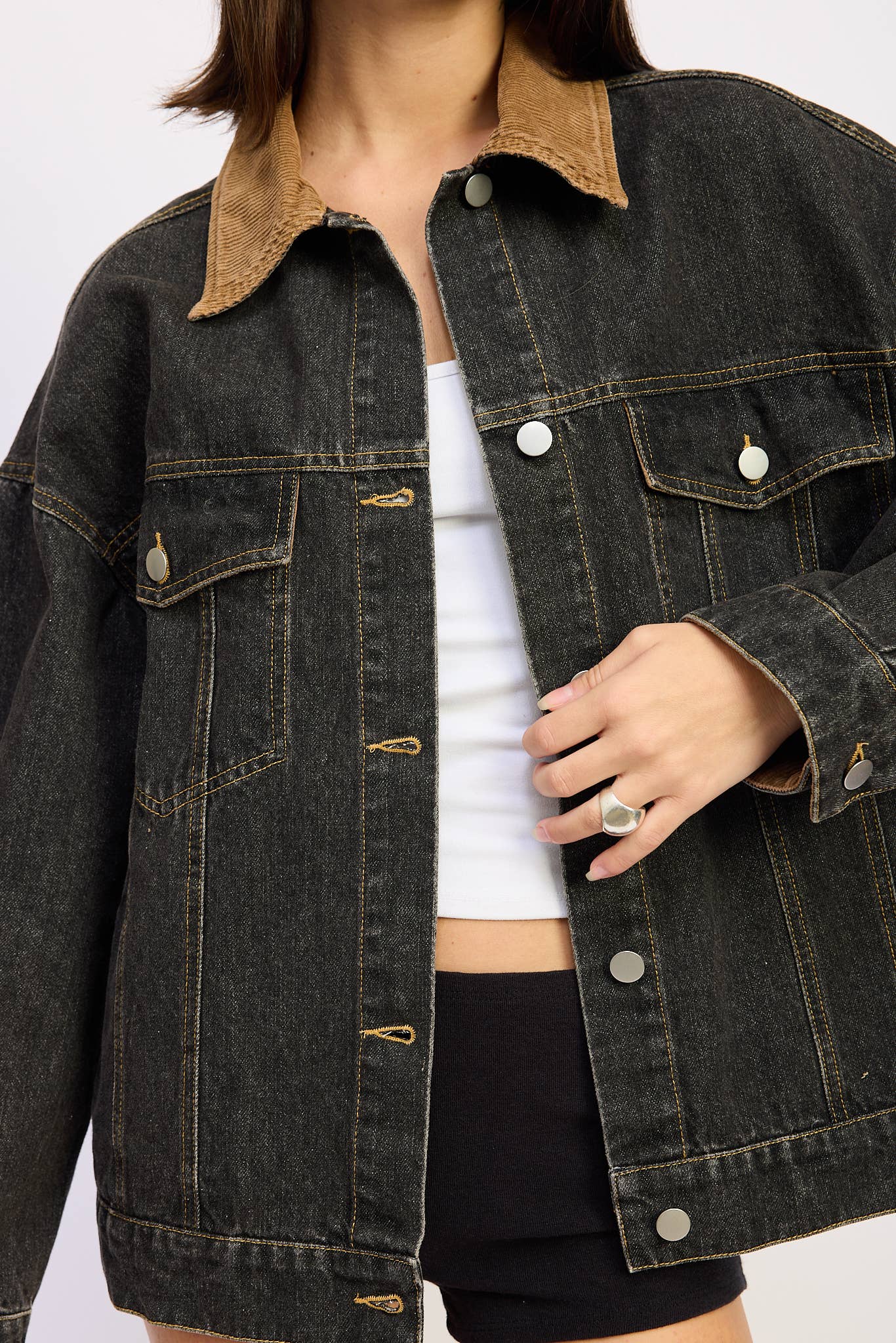 Mix Media Oversize Denim Jacket