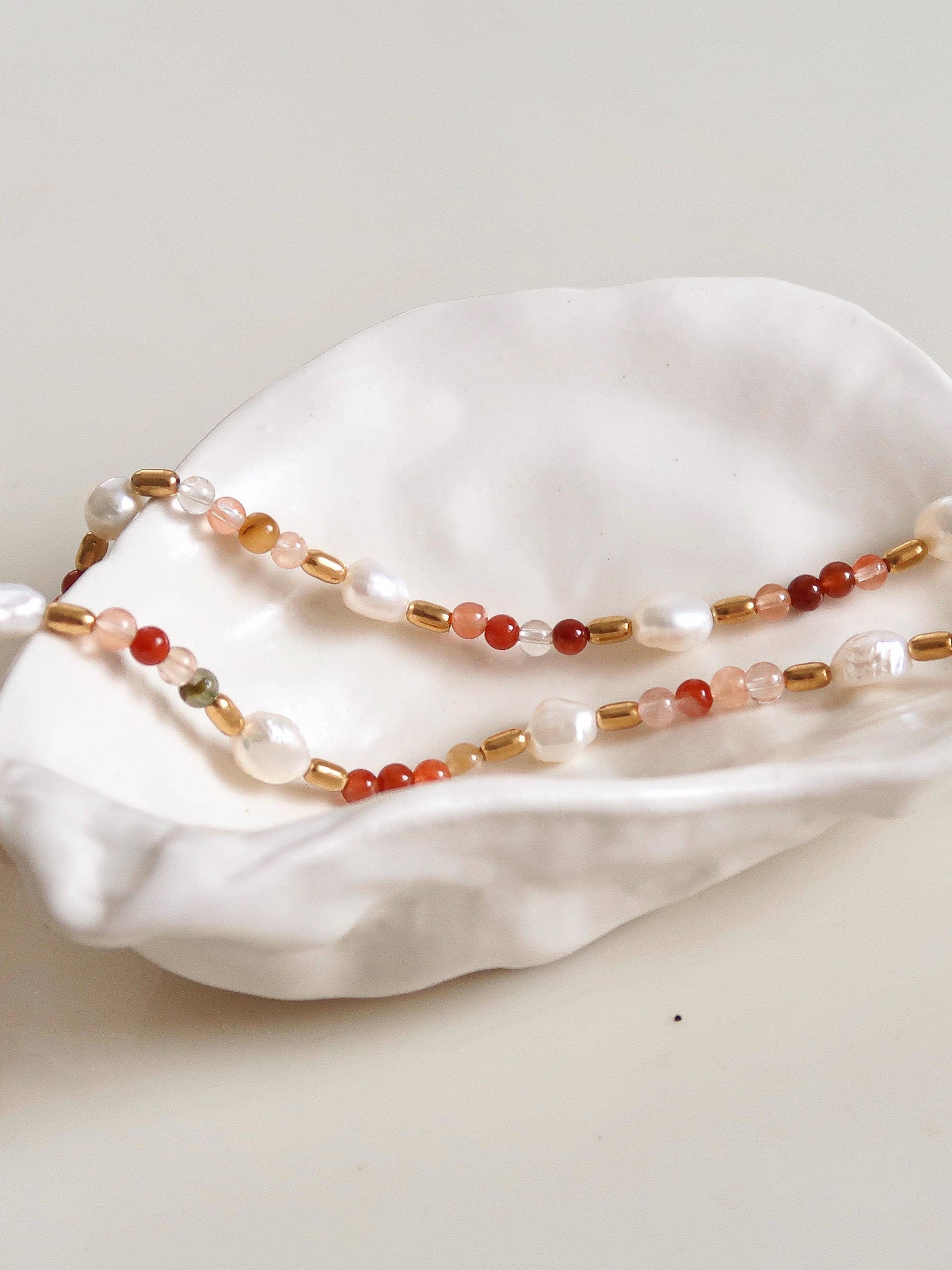 18K Non-Tarnish Bohemian Stone & Bead Bracelet
