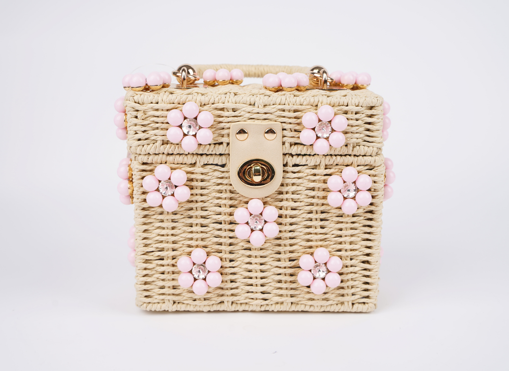 WICKER BUCKET DAISY FLOWER PURSE