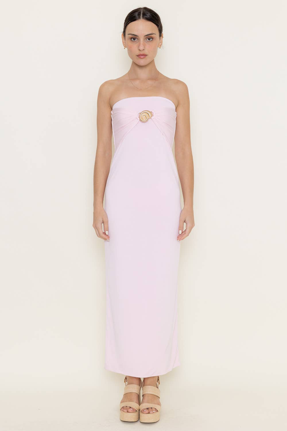 CHIC RESORT BEACH SEASHELL STRAPLESS MAXI DRESS