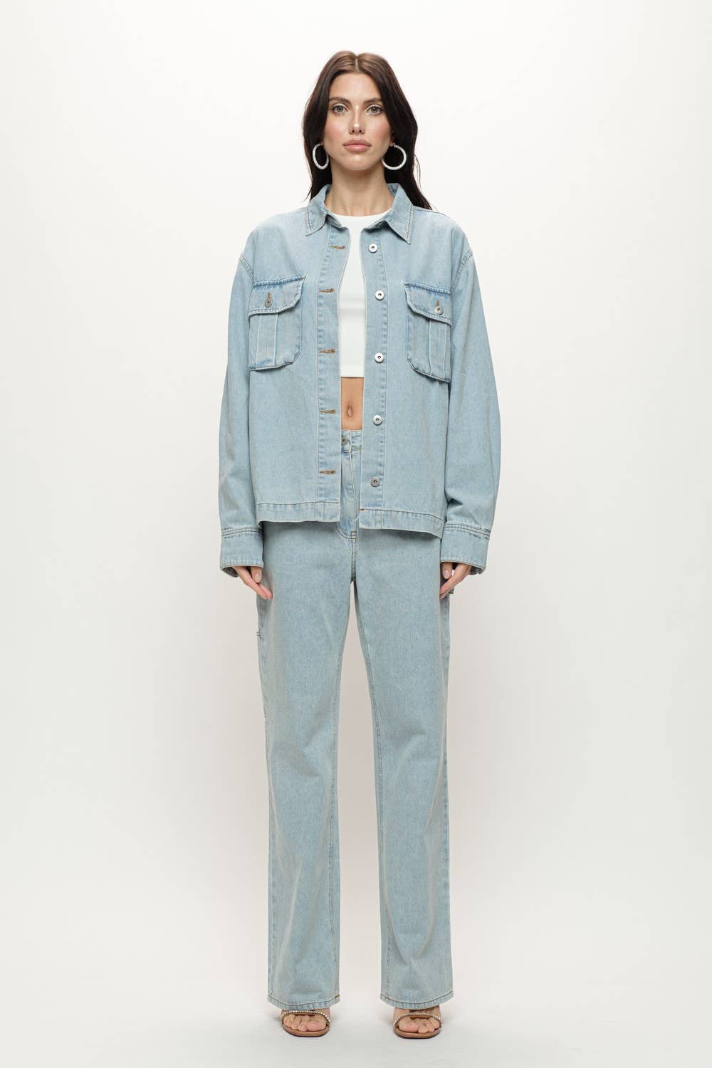Denim Cargo Overshirt