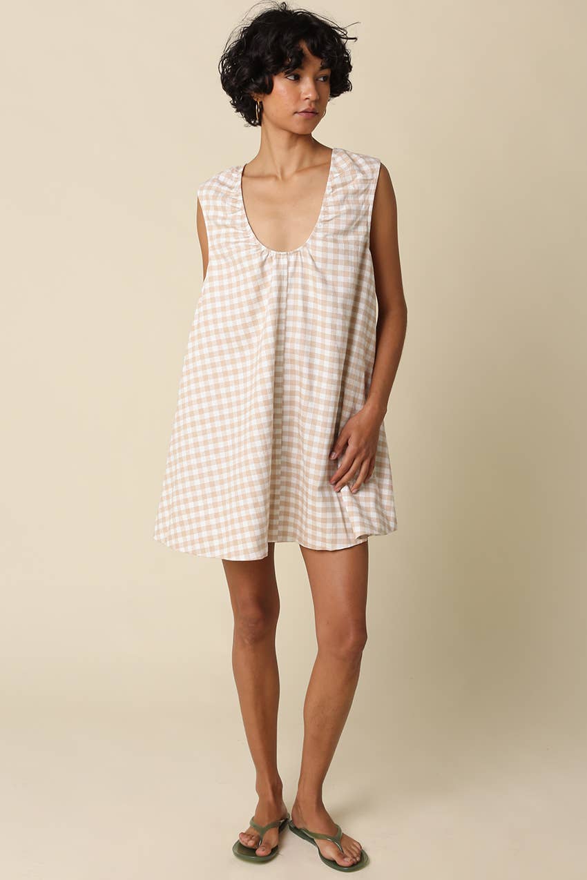 NOELLA GINGHAM SWING MINI DRESS
