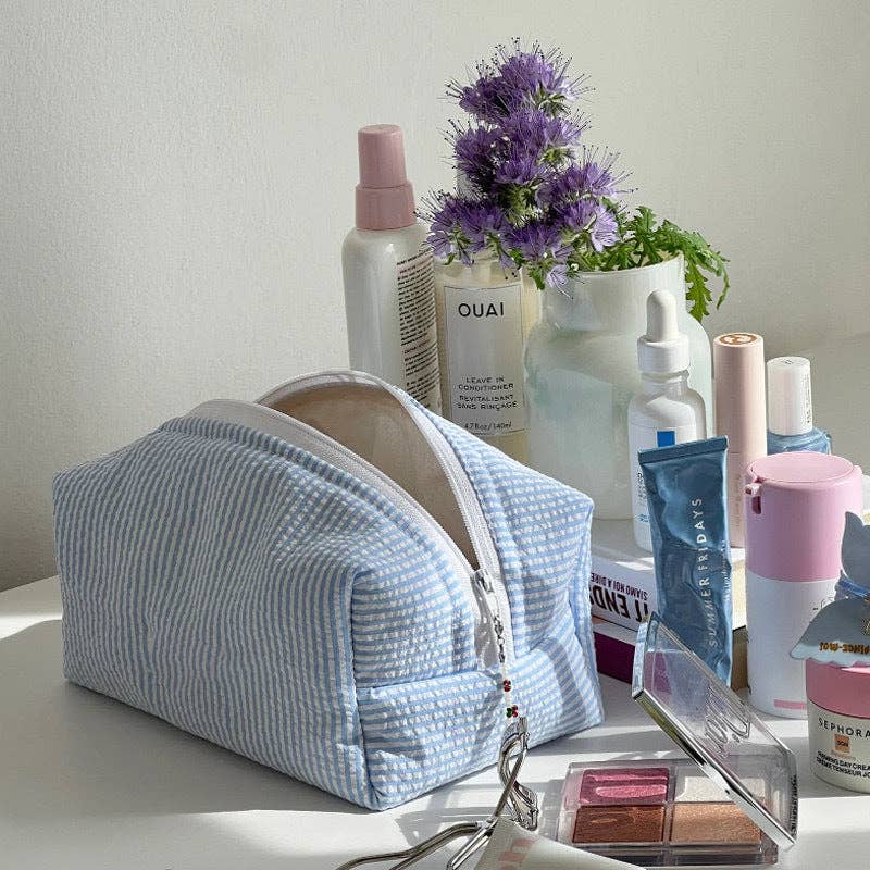 Simple Striped Color Block Cosmetic Bag