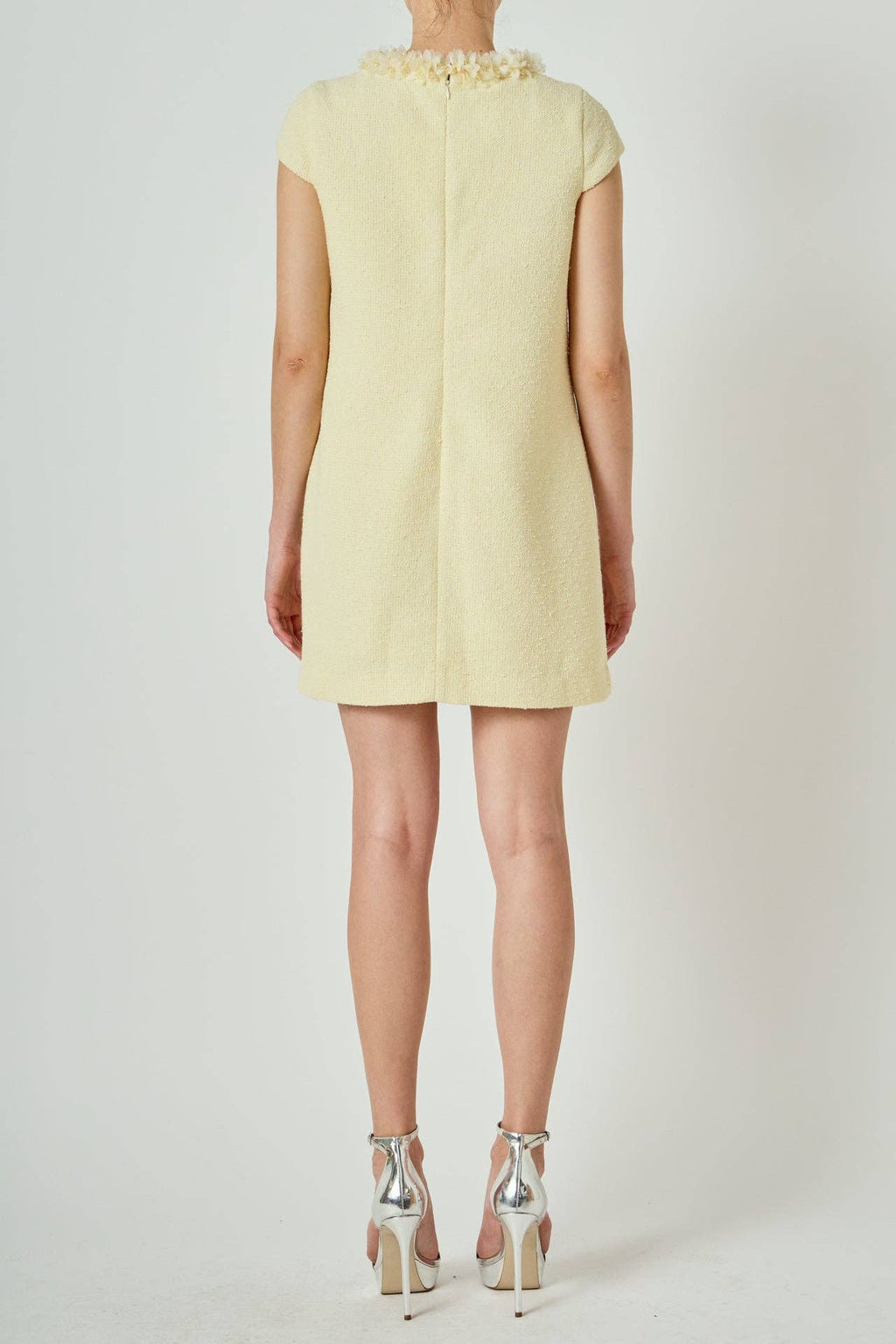 Tweed Mini Dress With Floral Trim