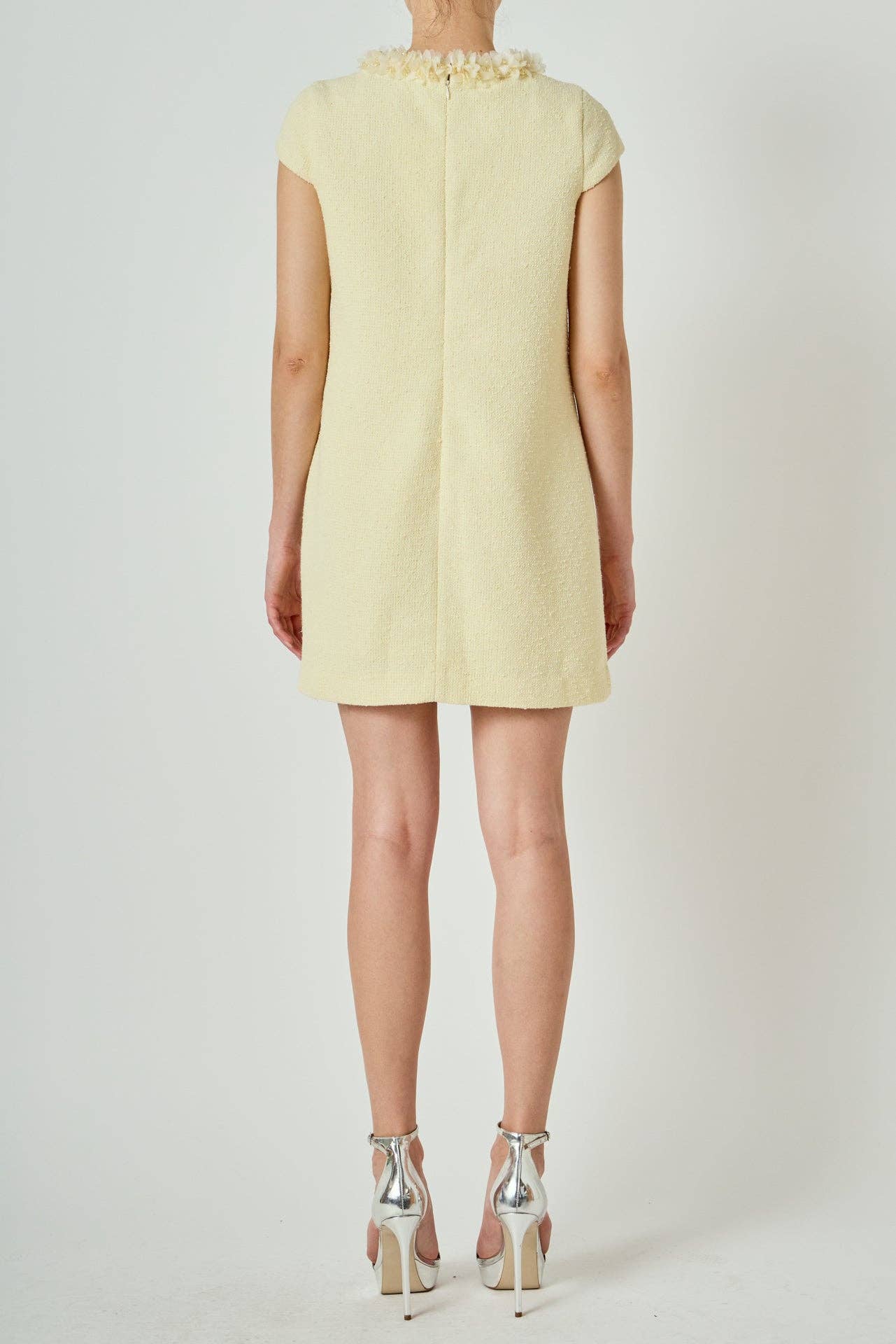 Tweed Mini Dress With Floral Trim