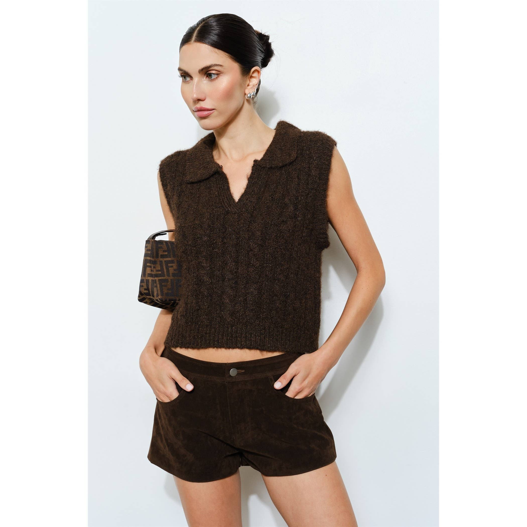 Bronte Collared Cable Knit Vest