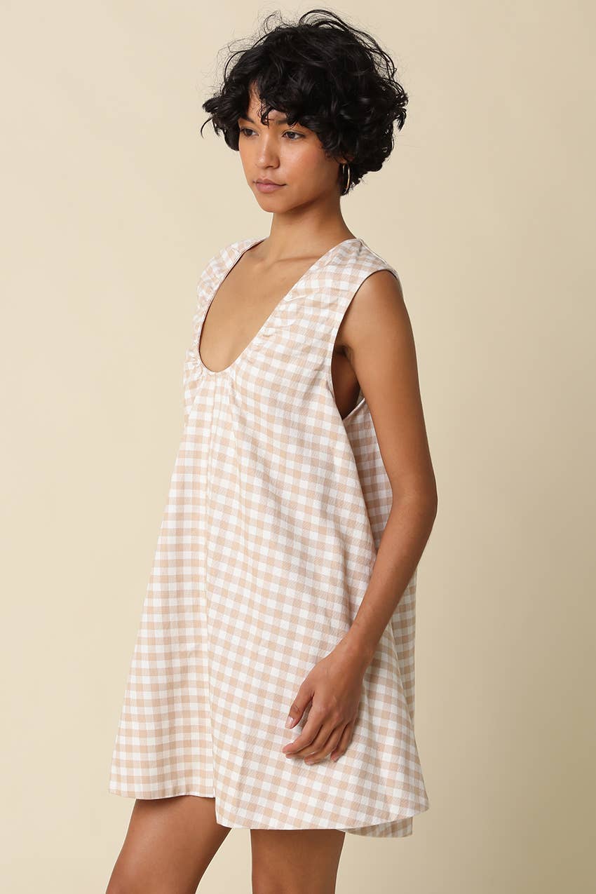 NOELLA GINGHAM SWING MINI DRESS