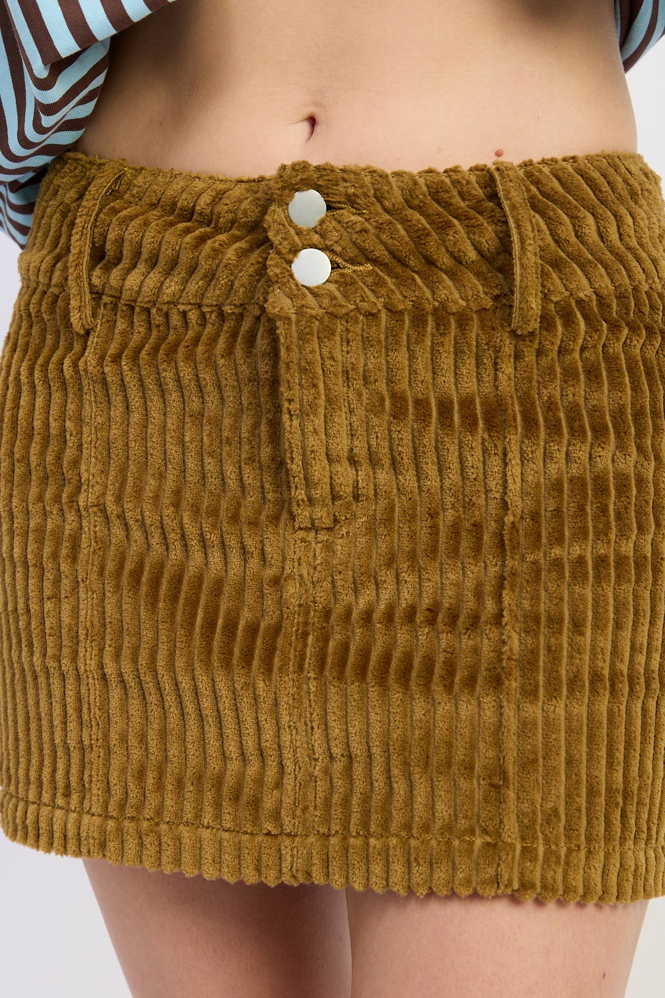 Corduroy Mini Skirt with Button