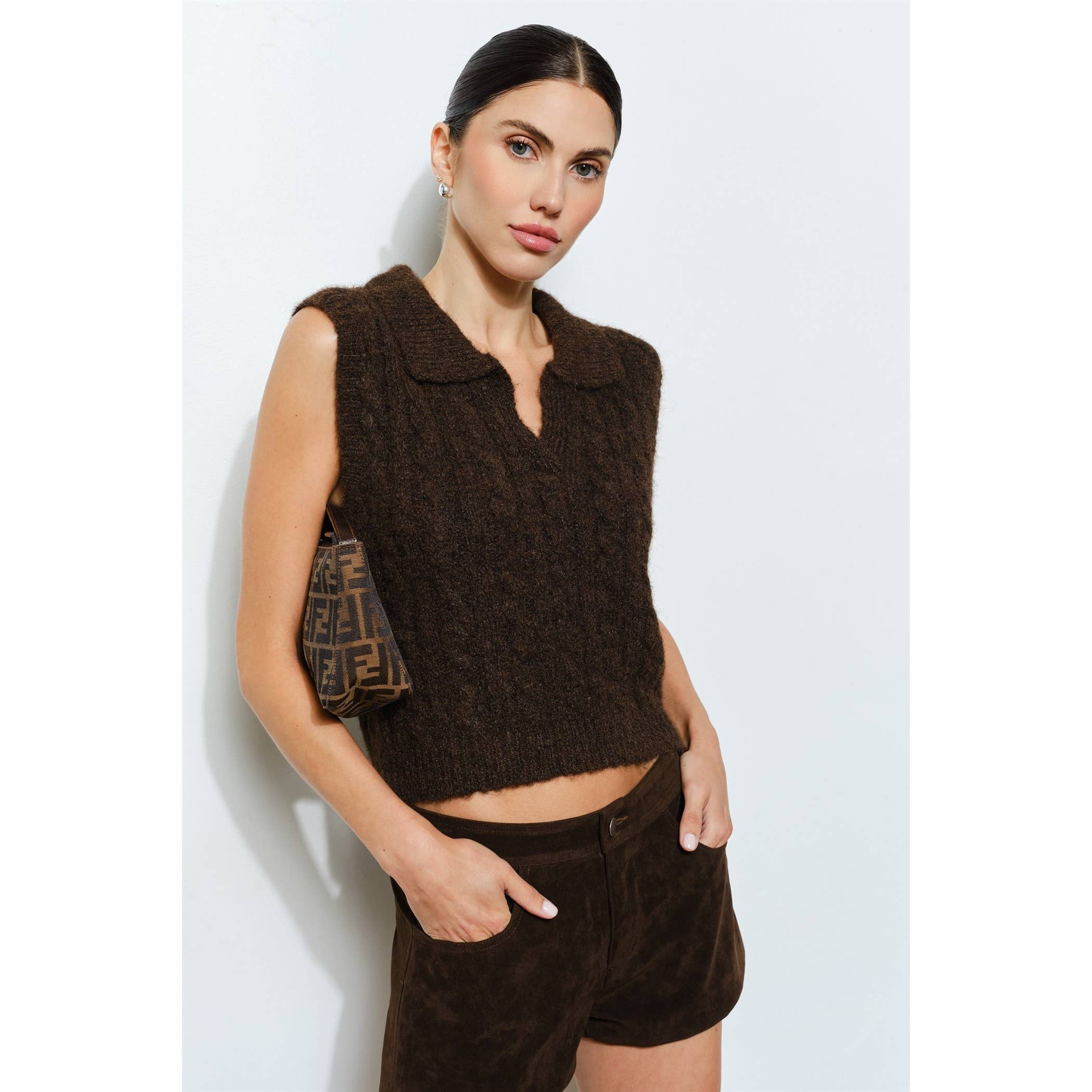 Bronte Collared Cable Knit Vest