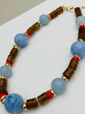Brown & Blue Resin Beaded Necklace