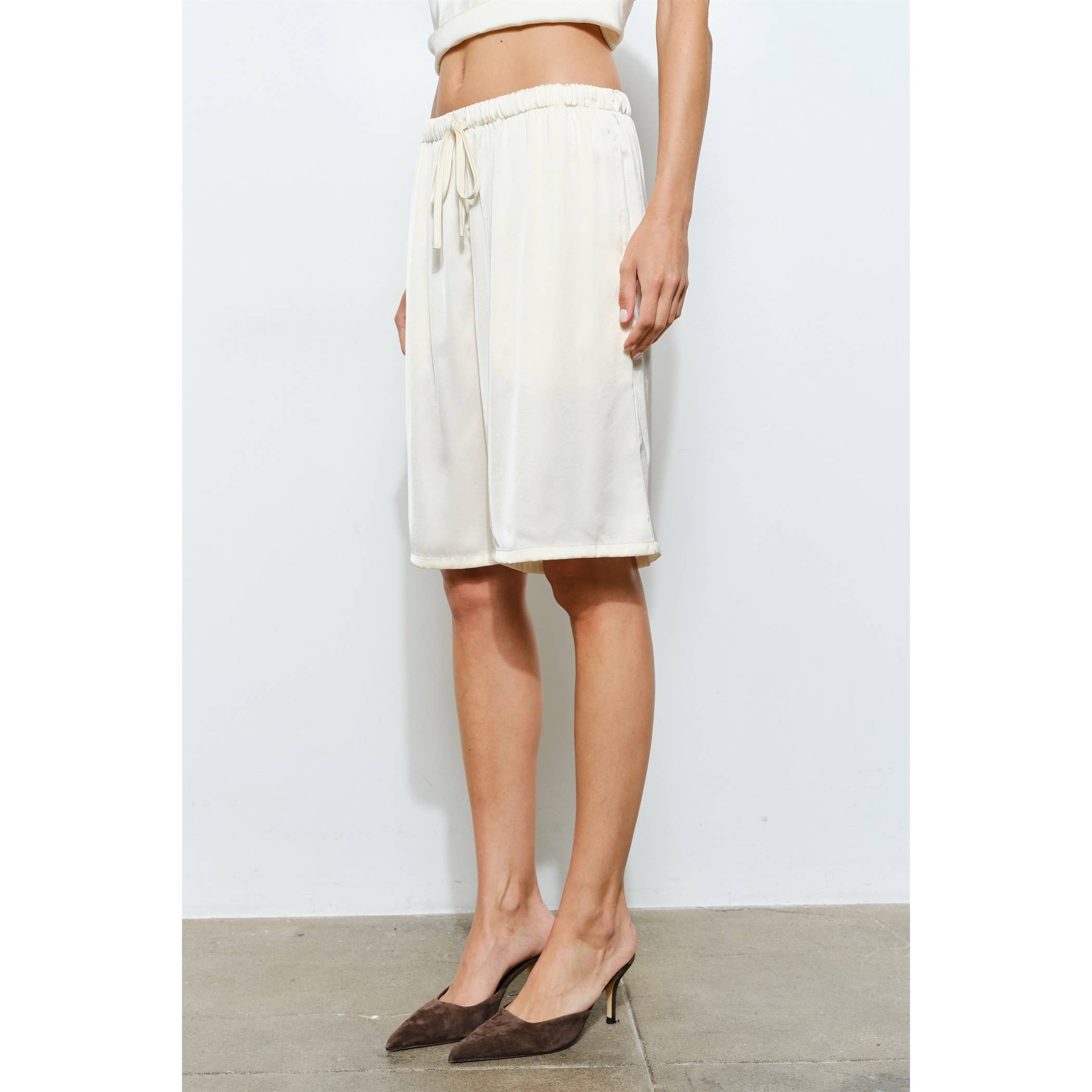 Lily Relaxed Fit Satin Long Shorts