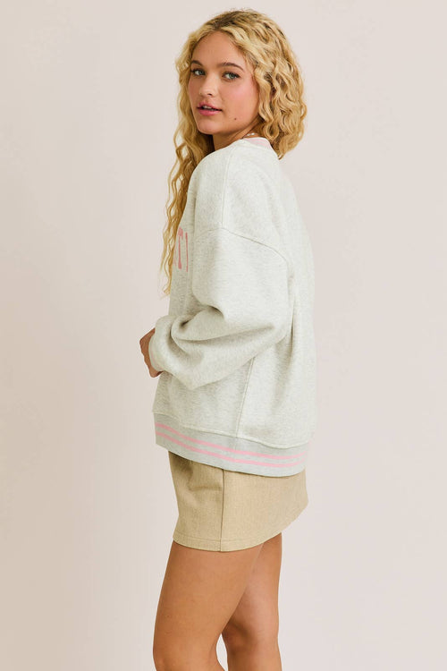 "UNITED STATES" CREW NECK PREPPY EMBROIDERY SWEATSHIRT