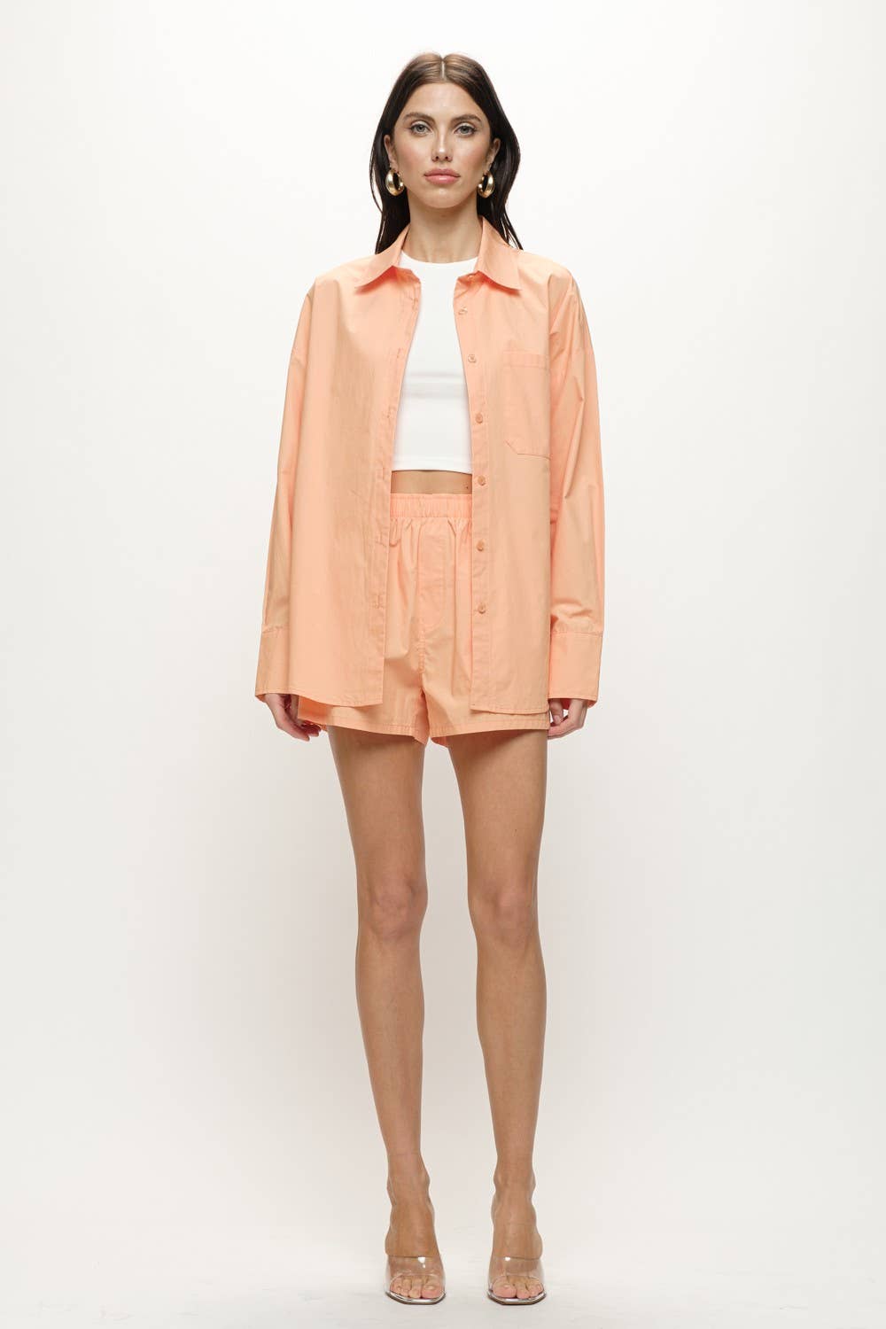 Gemma Cotton Poplin Shirt - Tangerine
