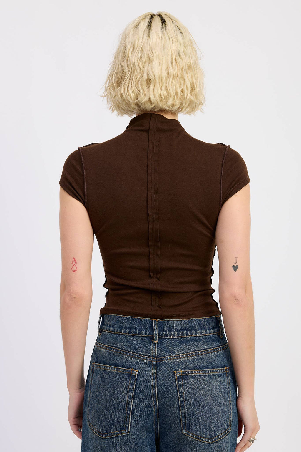 Mock Neck With Exposed Seams