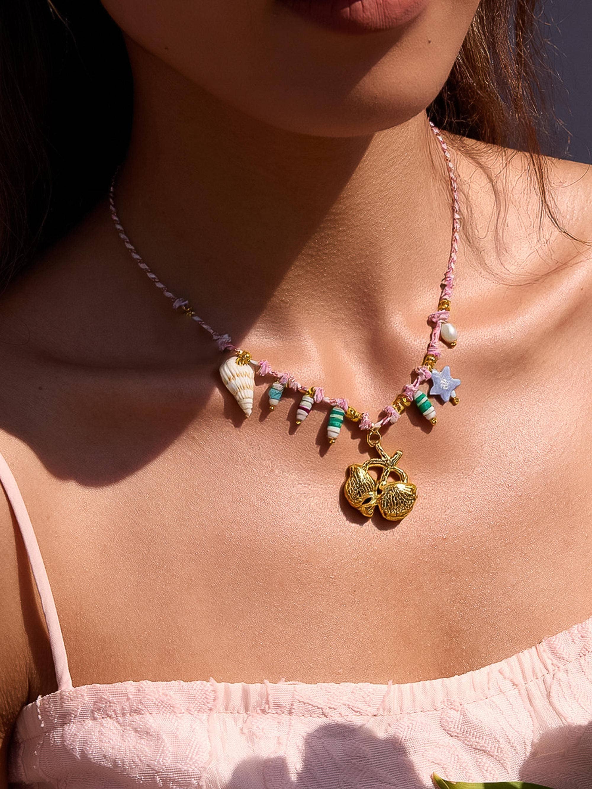Masséna 18K Gold Non-Tarnish Summer Rope Charm Necklace