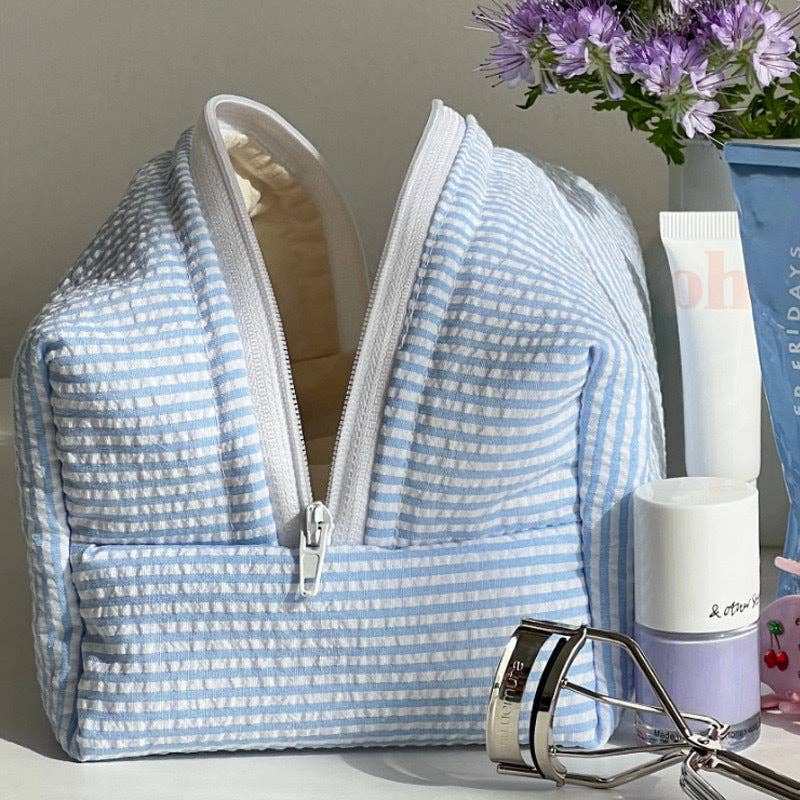 Simple Striped Color Block Cosmetic Bag