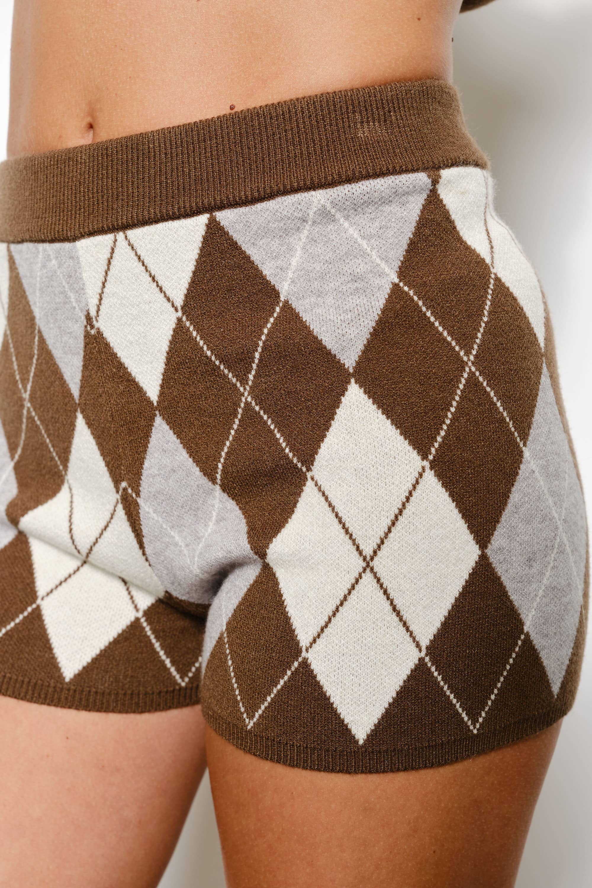 Willow Argyle Knit Shorts