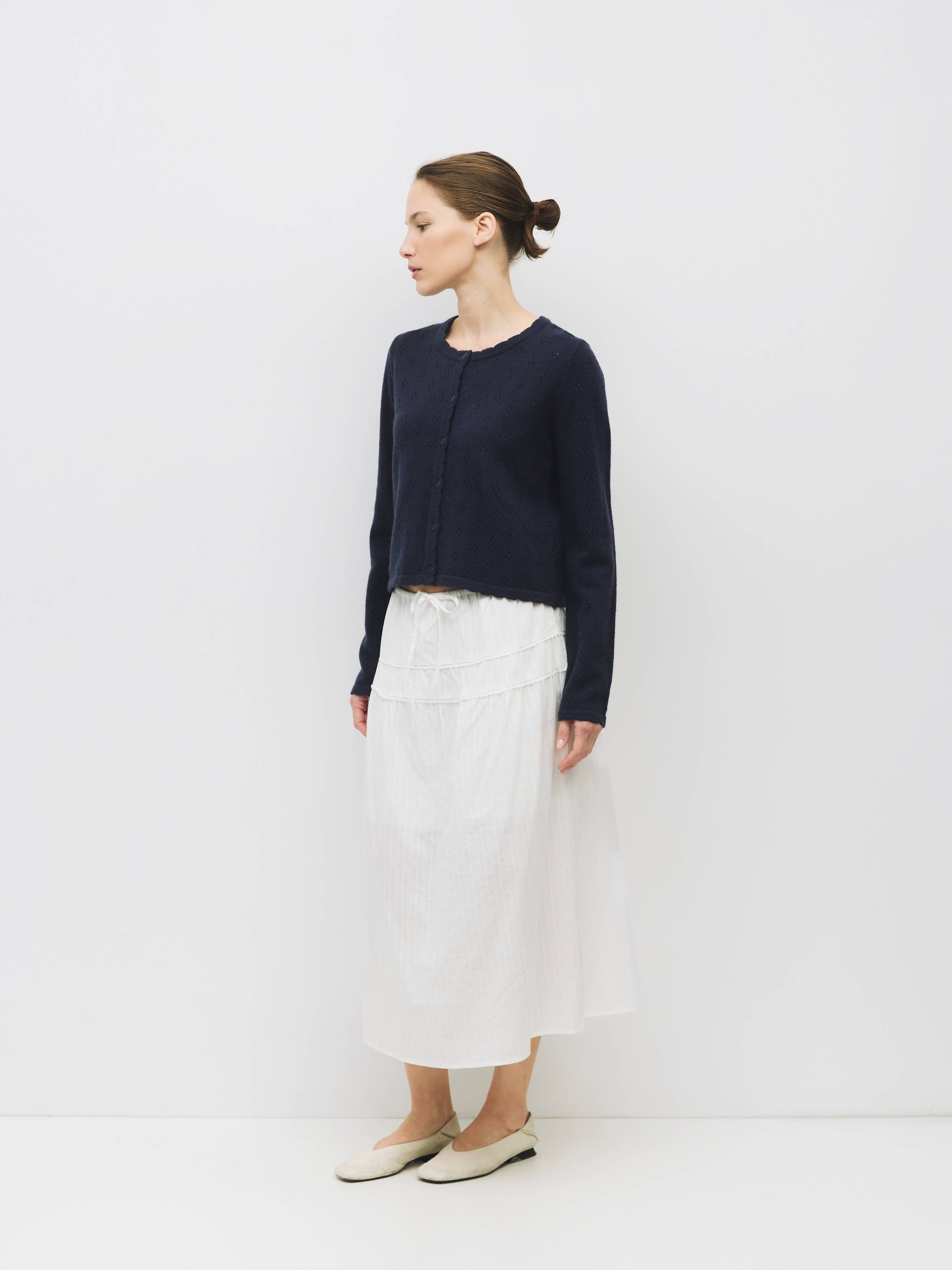 The Carmela Cardigan | Scalloped Pointelle Cardigan
