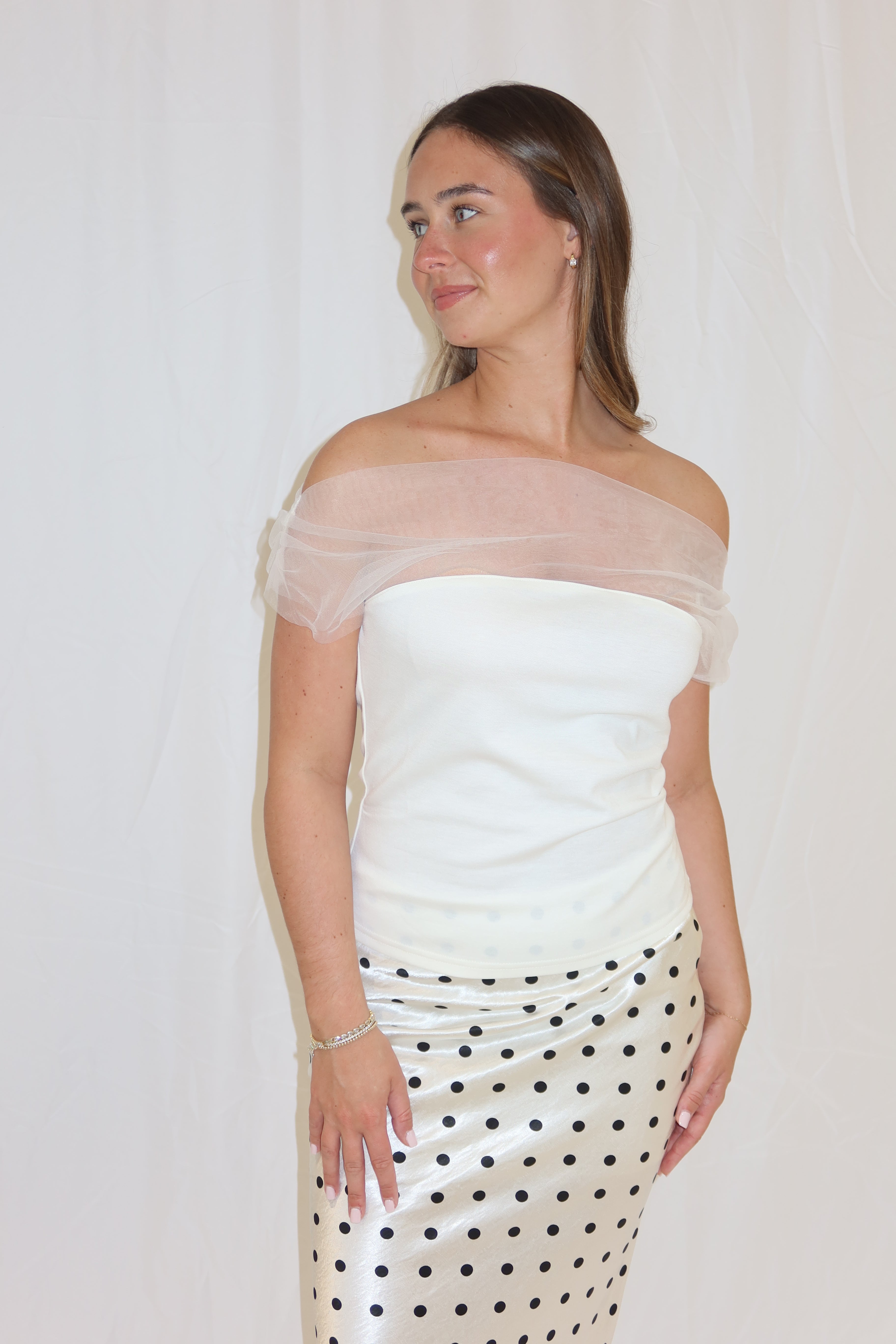 Mesh & Ponti Mix Drape Top