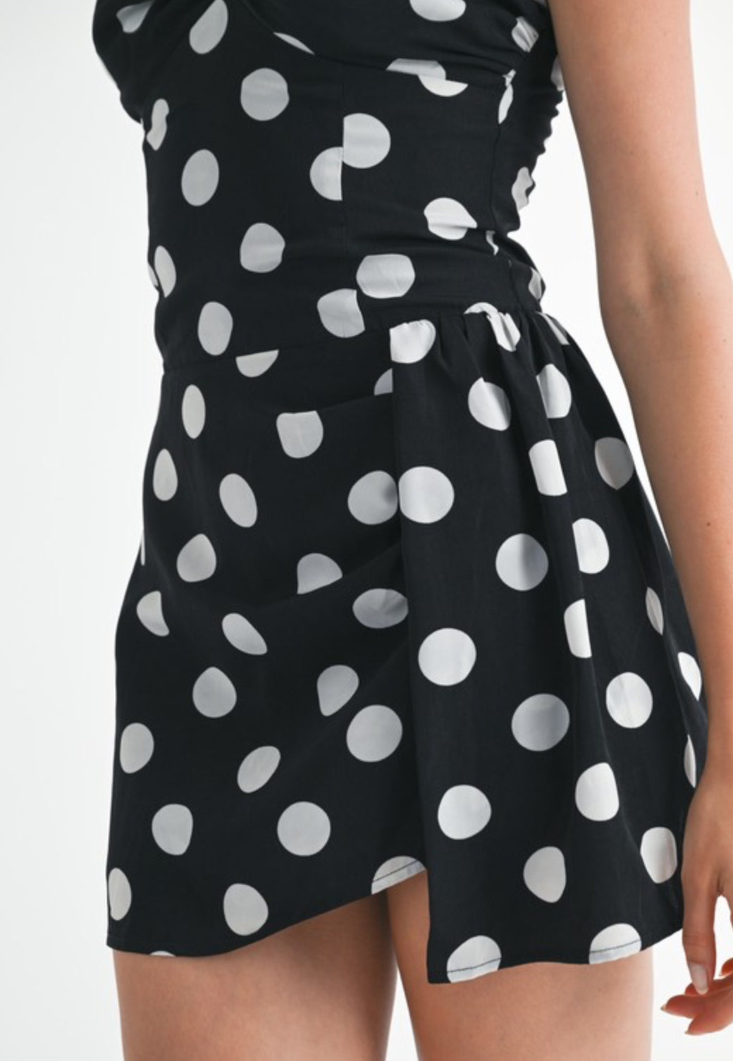 Mini Ruched Polka Dot Dress