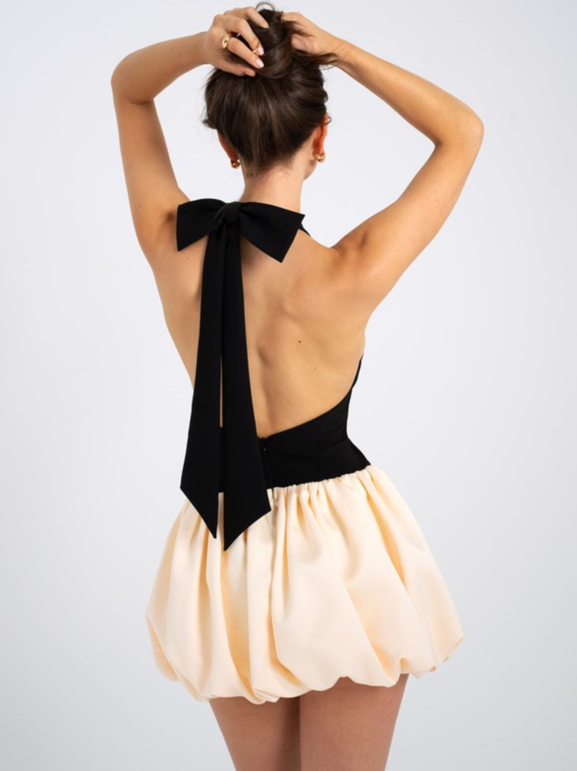 Miss Circle - Yaira Backless Drop Waist Mini Bubble Dress