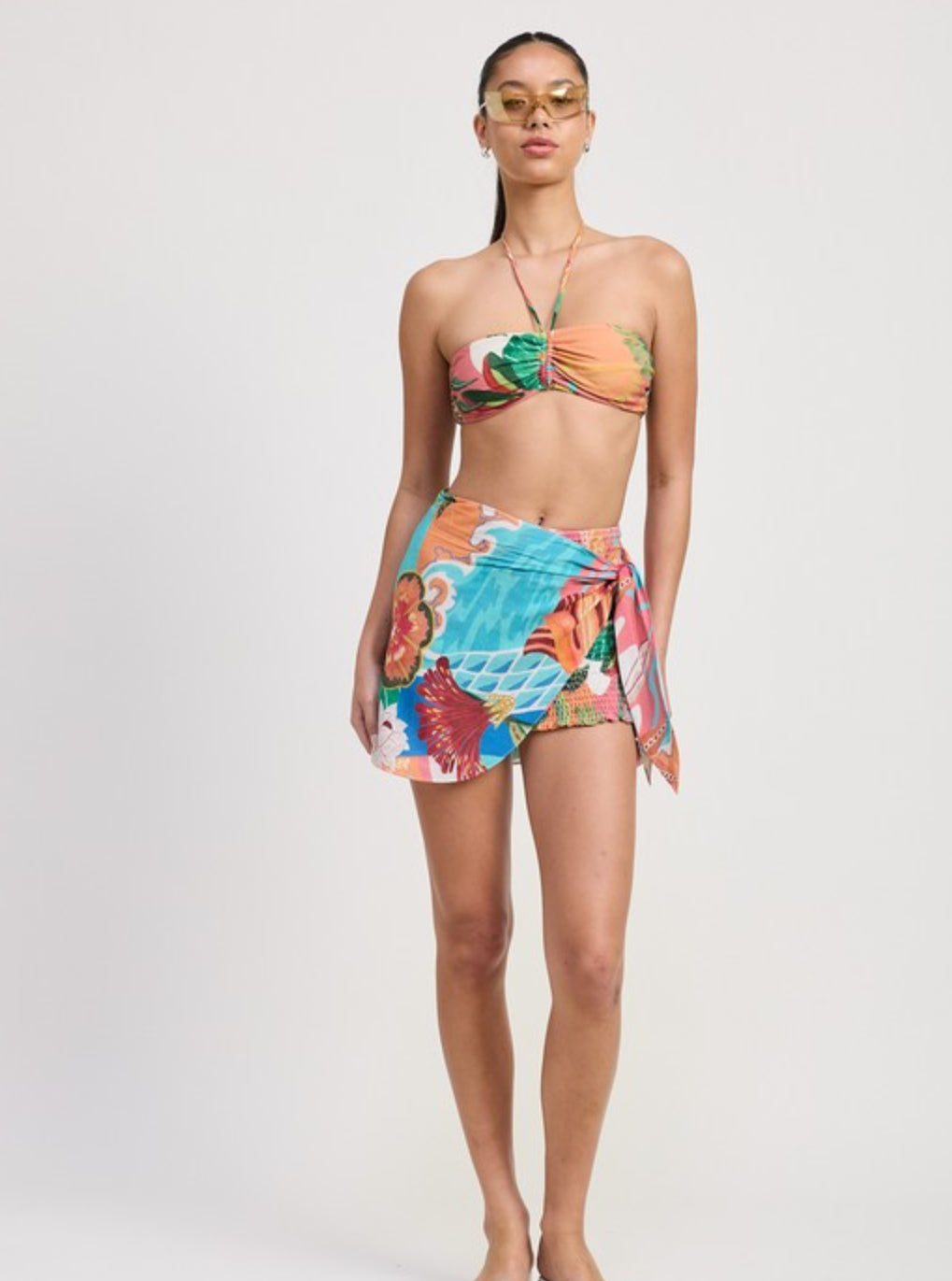 Ruched Bralette With Neck Tie