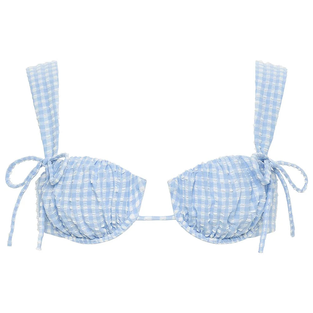 Montce - Peri Micro Gingham Petal (Wide Straps) Bikini Top