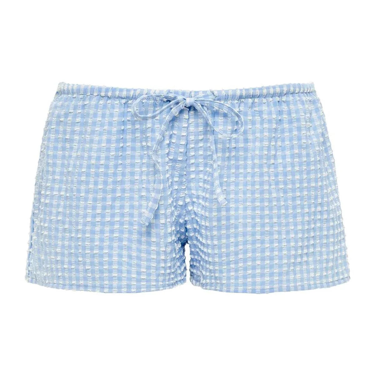 Montce - Peri Micro Gingham Low-Rise Drawstring Short