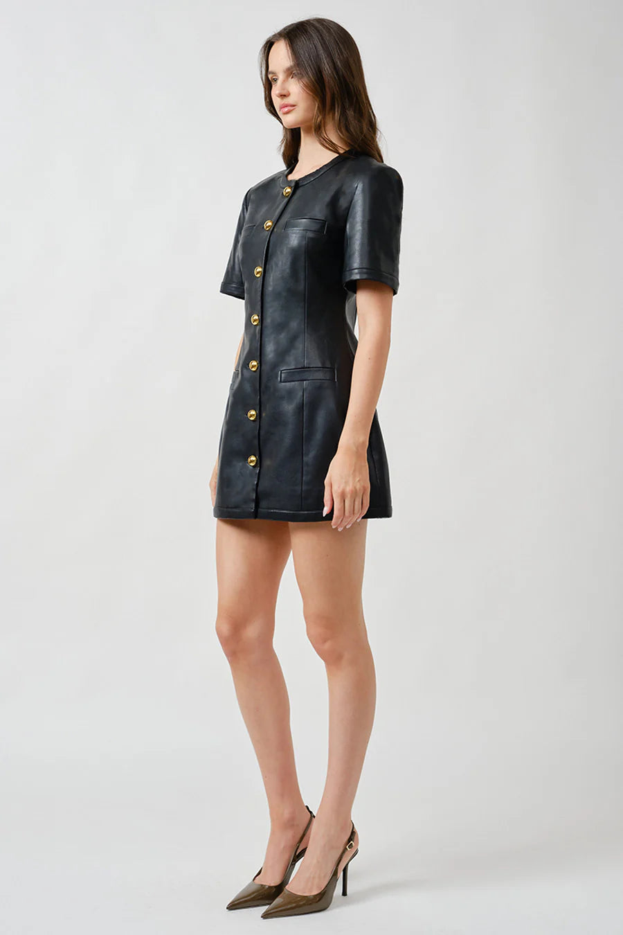 TAYLOR DRESS - FAUX LEATHER
