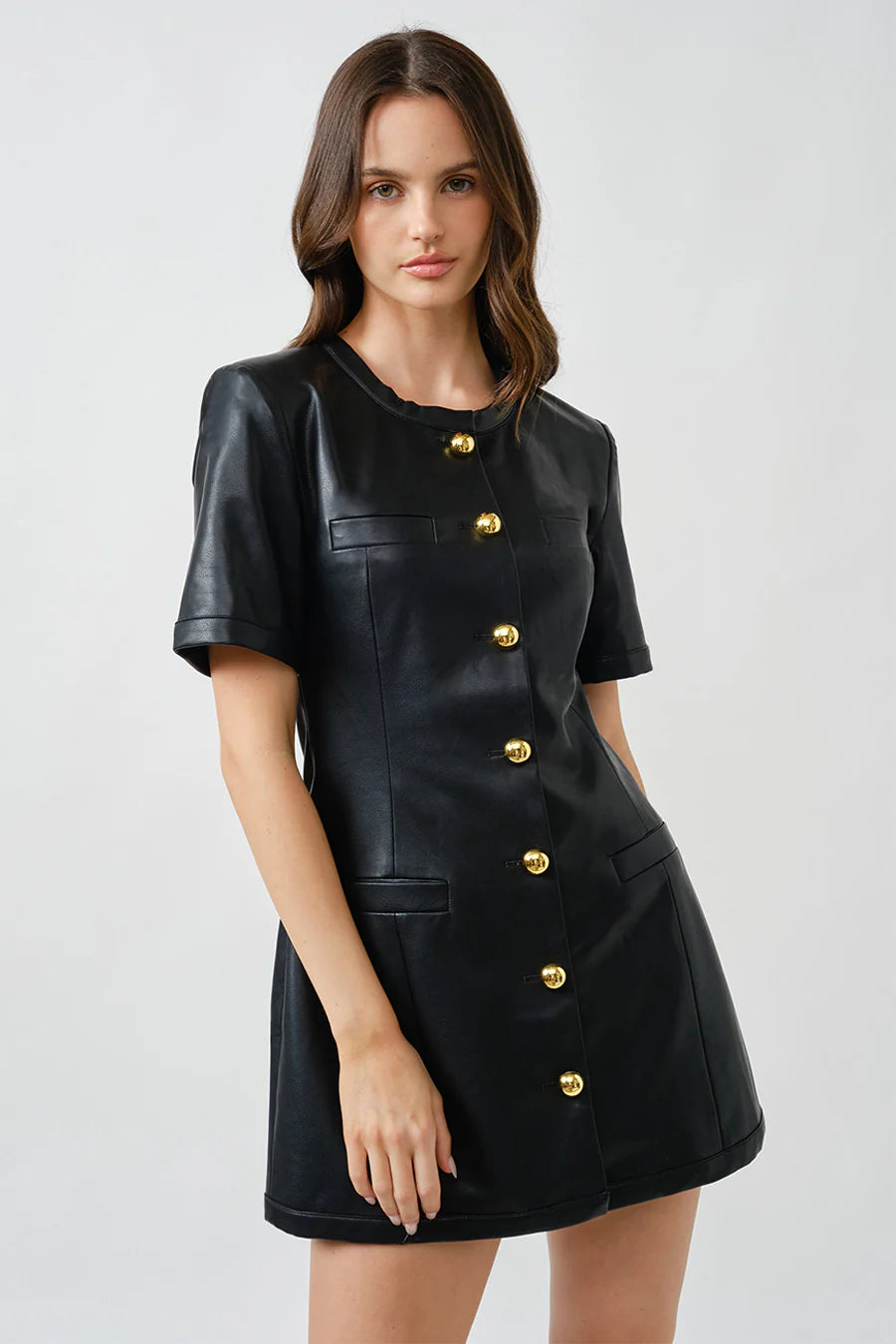 TAYLOR DRESS - FAUX LEATHER