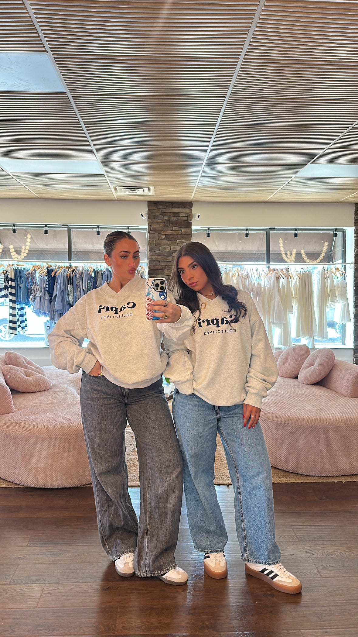 Grey "Capri" V-neck crewneck