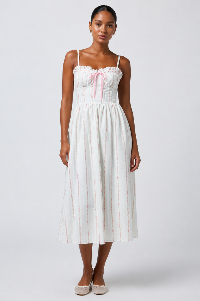 Danica Corset Sweetheart Midi Dress