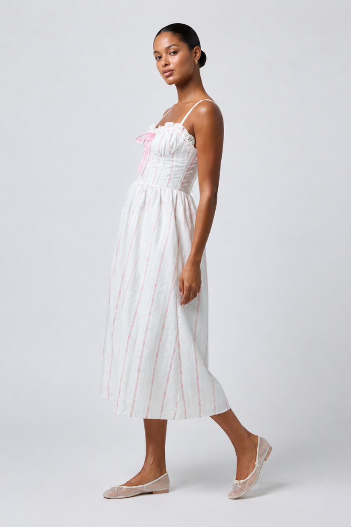 Danica Corset Sweetheart Midi Dress