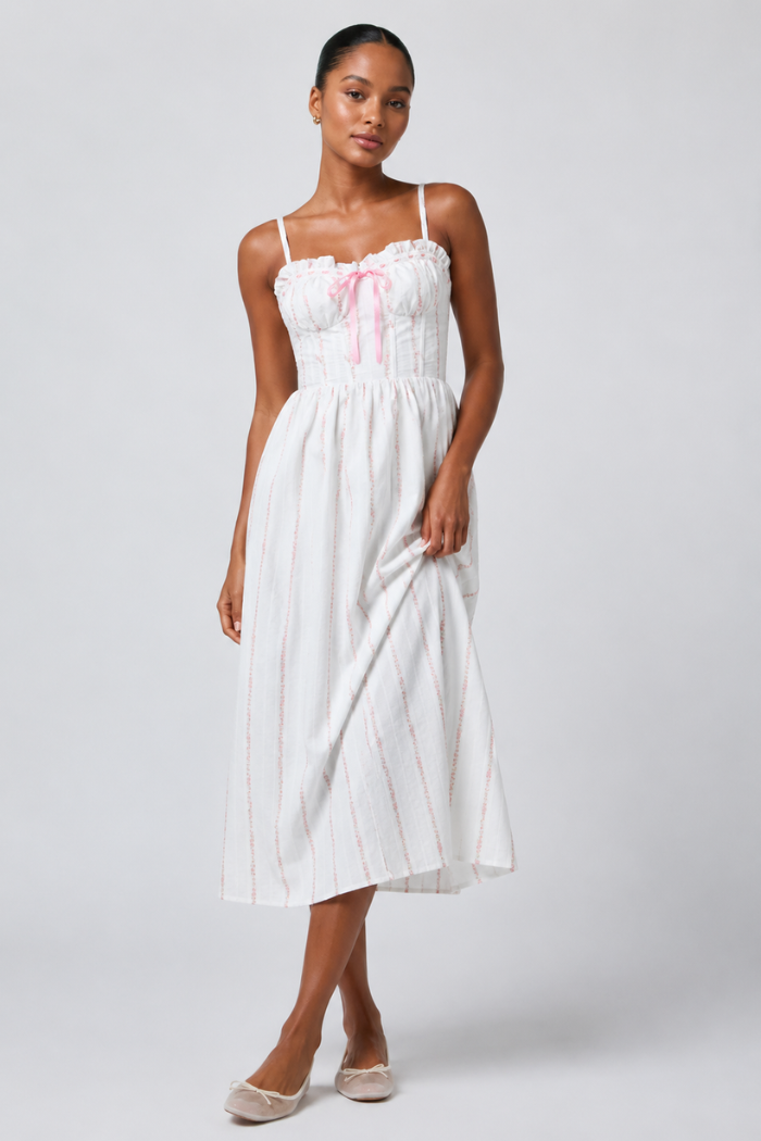 Danica Corset Sweetheart Midi Dress