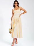 Miss Circle - Noreen Egg White Satin Corset Maxi Sundress