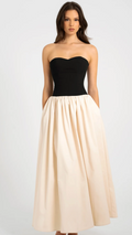 Miss Circle - Sana Sweetheart Lace-up Back Drop Waist Maxi Dress