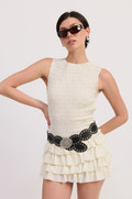 Smocked Sleeveless Top With Open Back