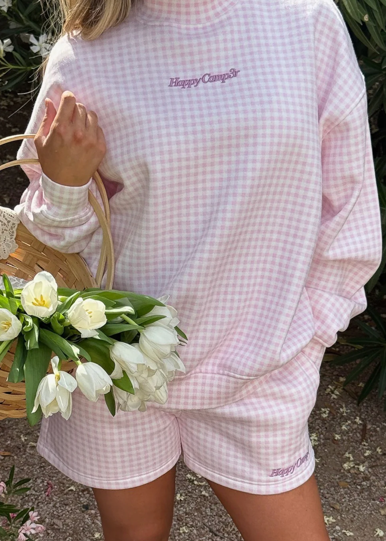 Happy Camp3r - LAVENDER GINGHAM MOCKNECK SWEATSHIRT