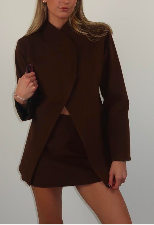 Vegan Suede Crossover Blazer