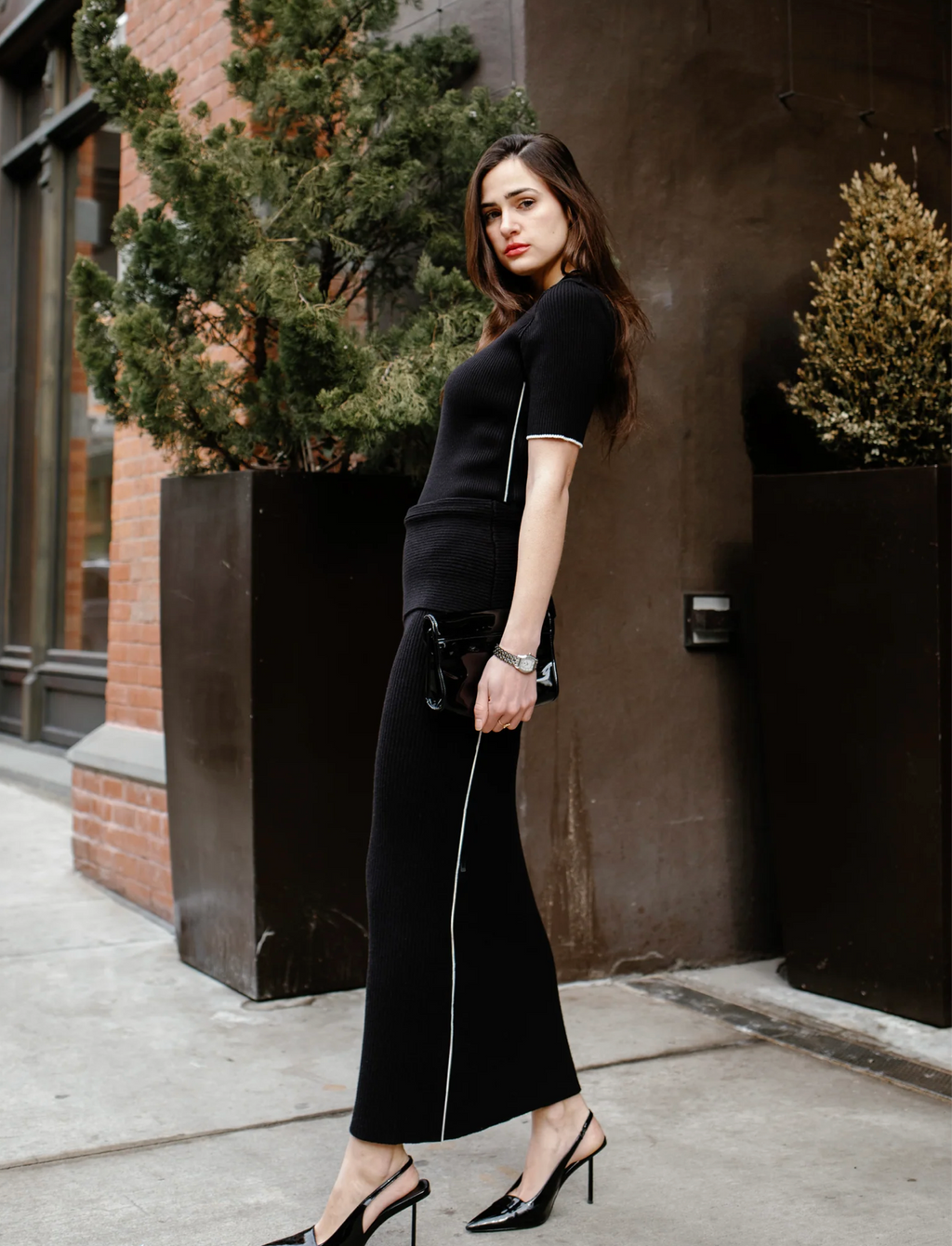 Knit Side Pipe Skirt