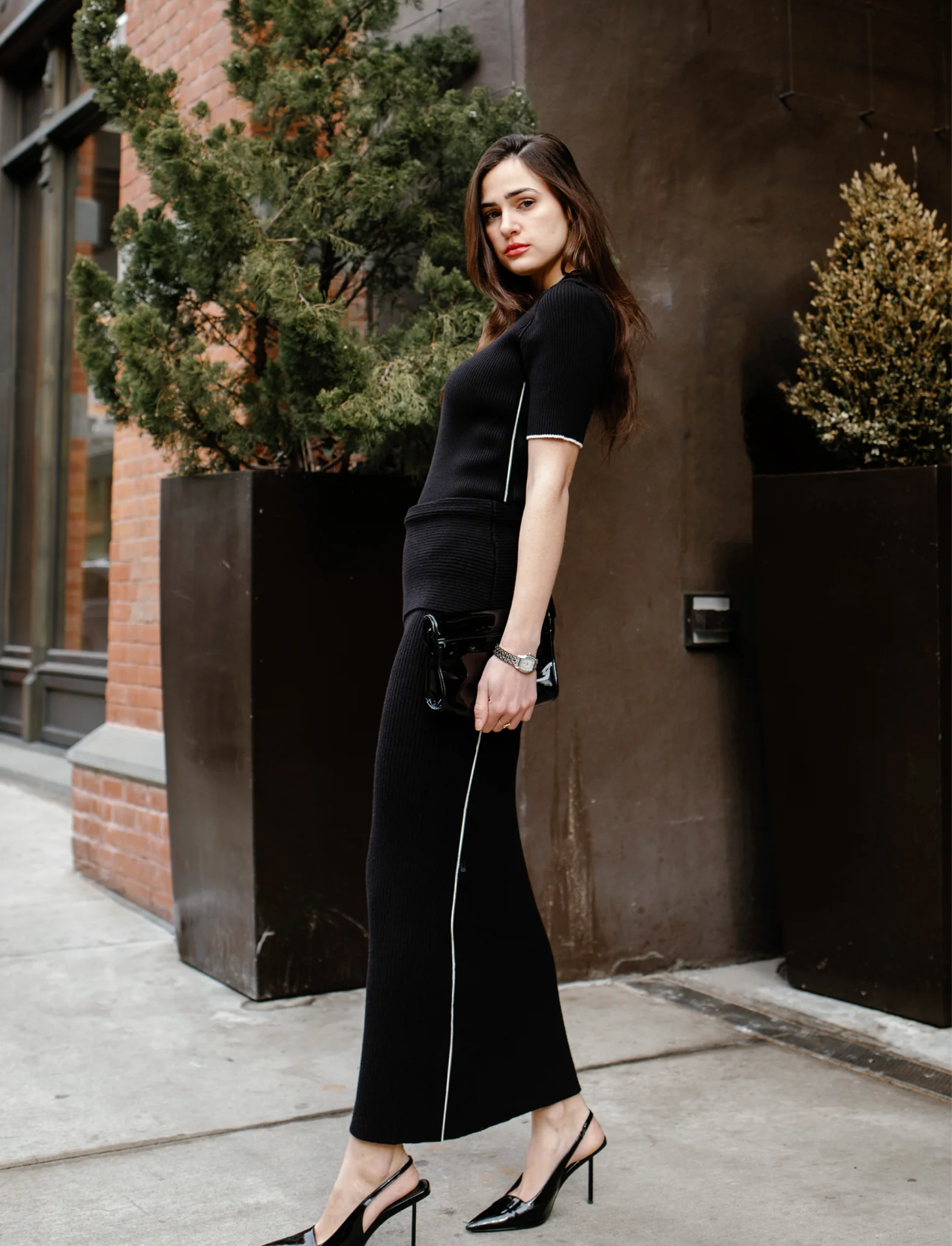Knit Side Pipe Skirt