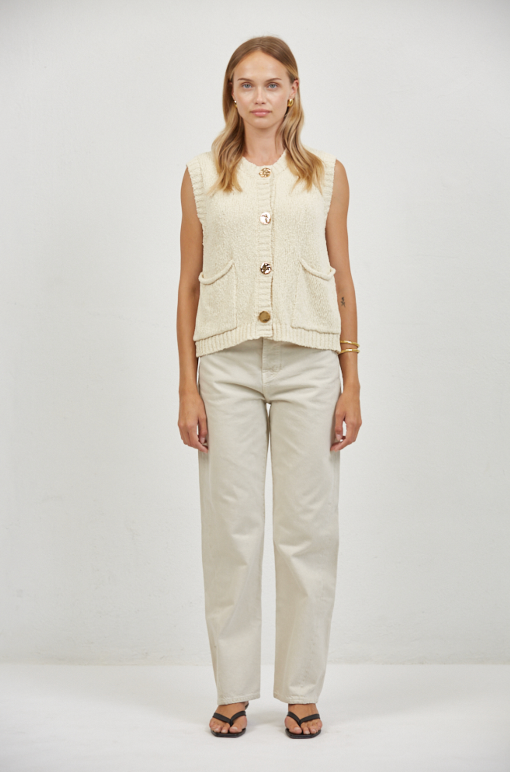MOD BUTTONED VEST TOP
