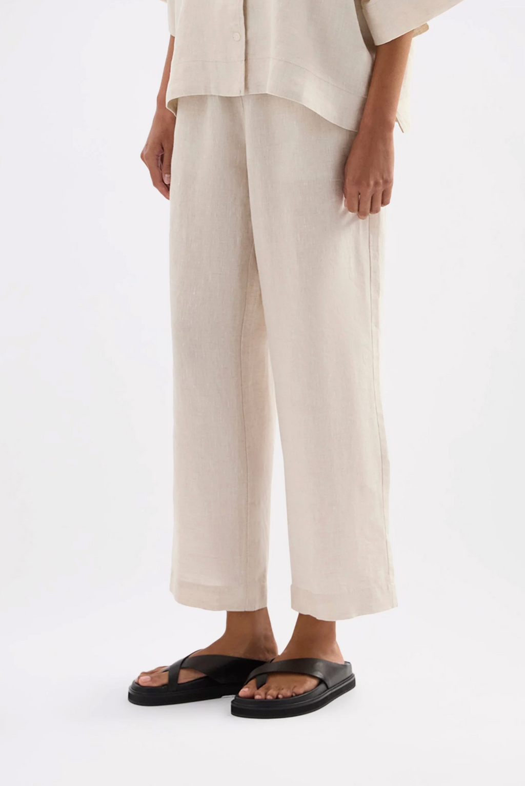 LOUNGE LINEN CROP PANT