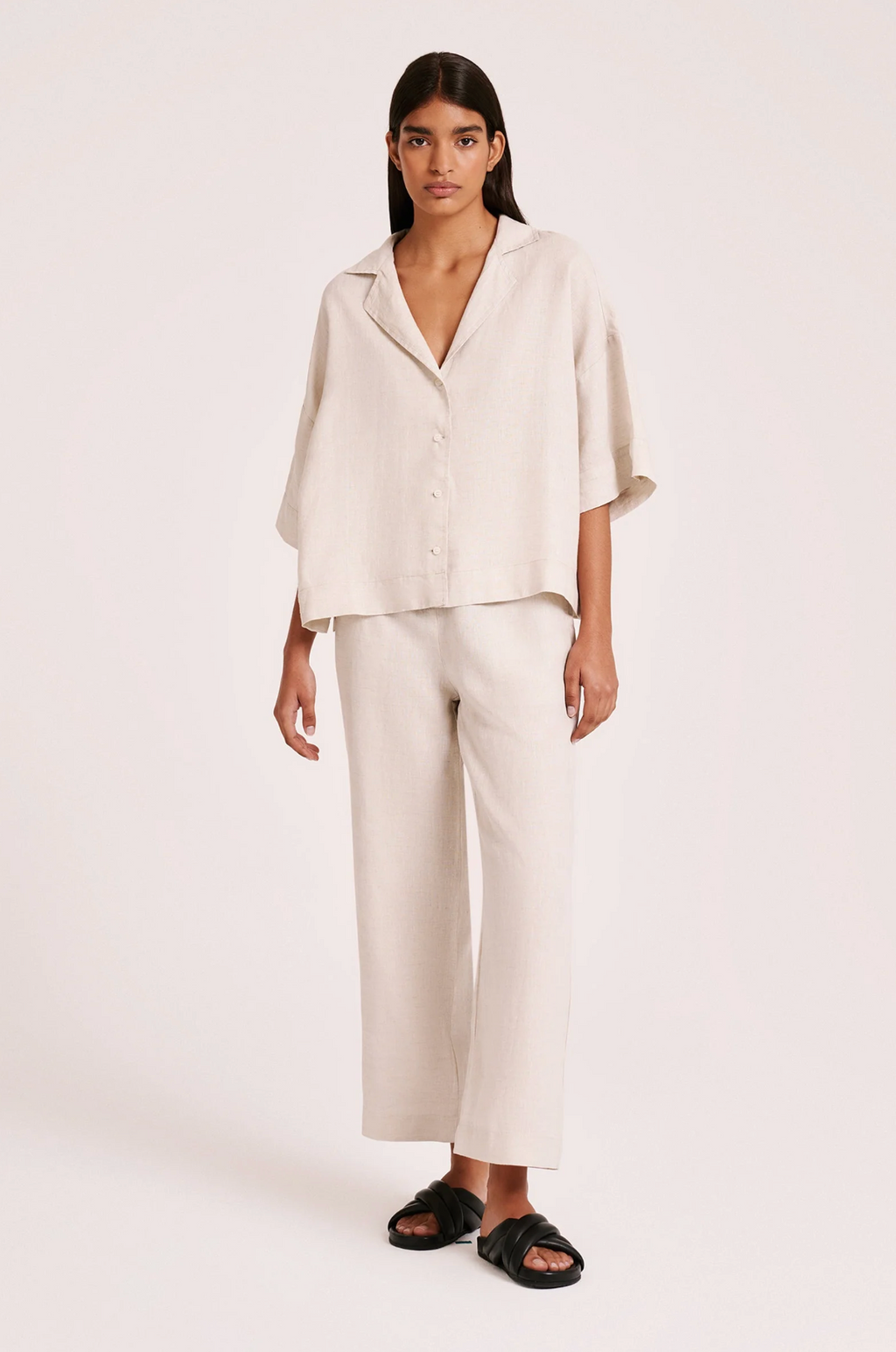 LOUNGE LINEN CROP PANT