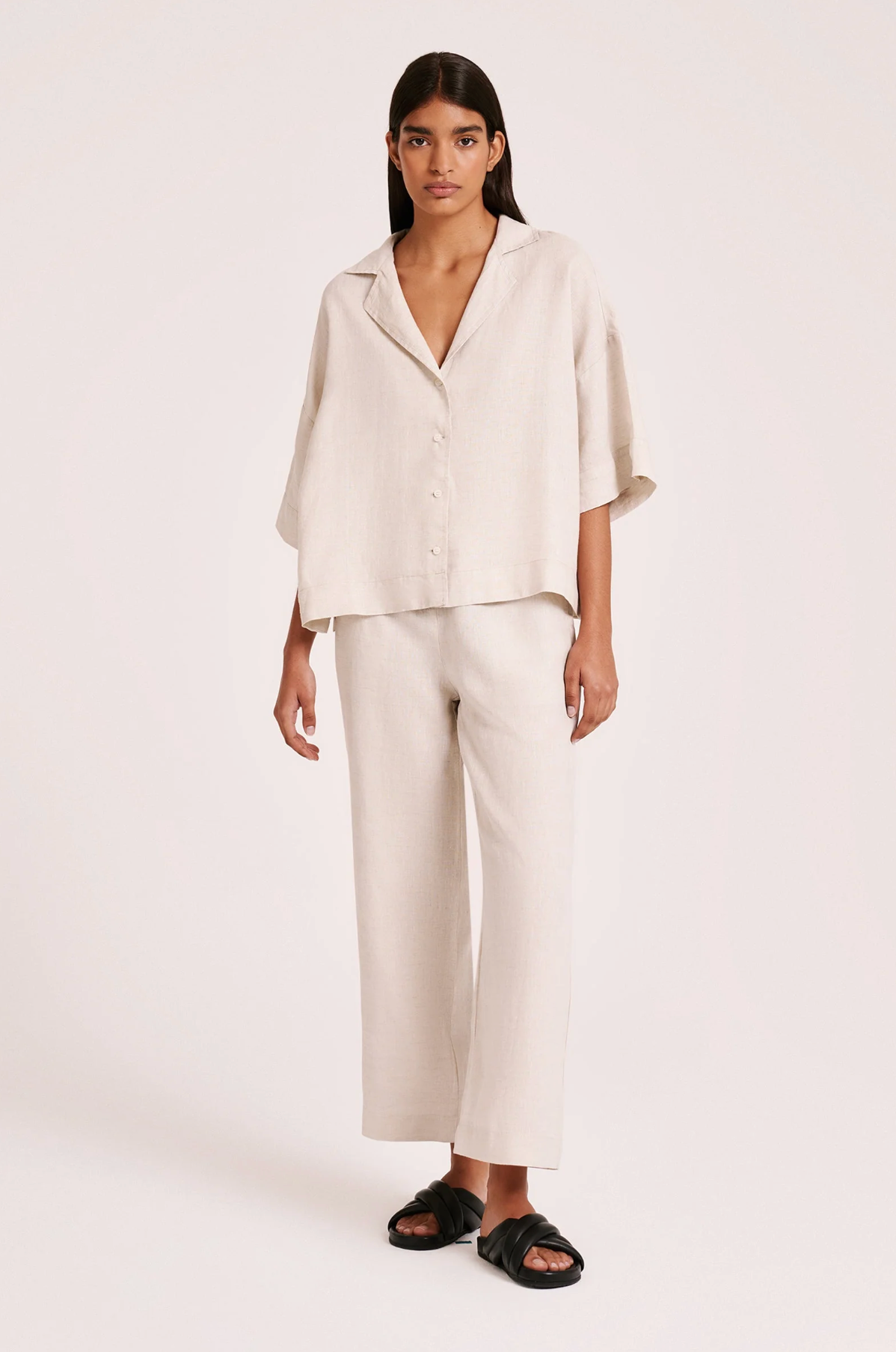 LOUNGE LINEN CROP PANT